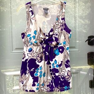 Ann Taylor top, lined, size M - purple, turquoise blue, beige